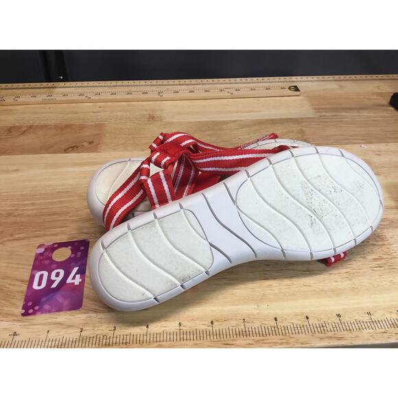 London Fog Collection Shore Club Sandals Women's Red Round Toe Strappy Wedge - Picture 6 of 6